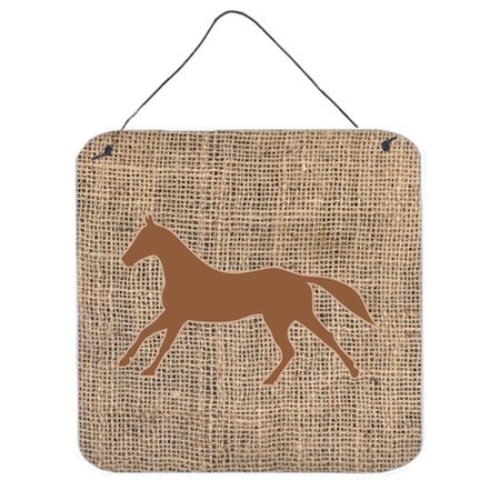 MICASA Horse Burlap And Brown Aluminium Metal Wall Or Door Hanging Prints MI728627